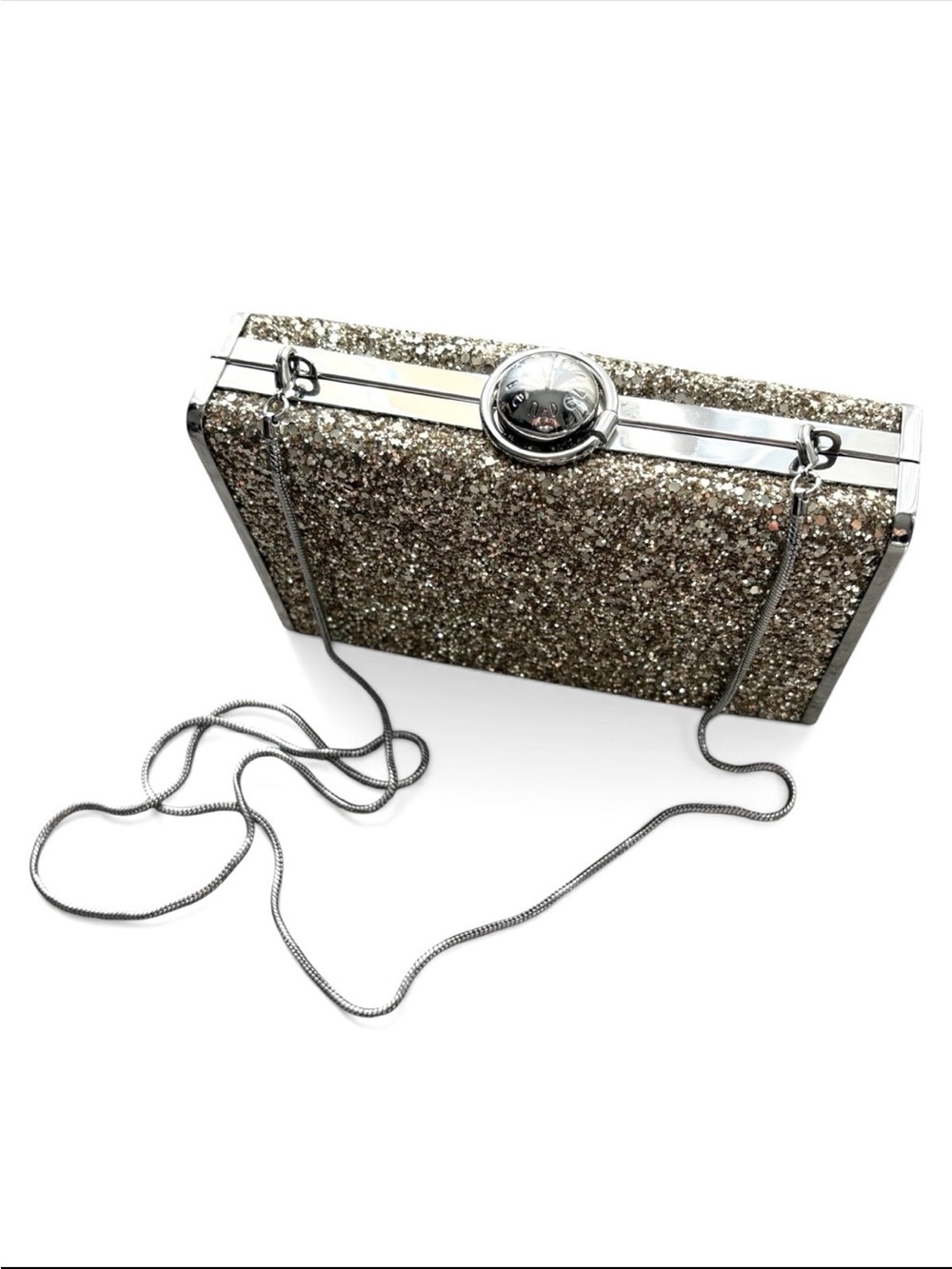 Henri Bendel Glitter Fliplock Party Box Clutch NWOT